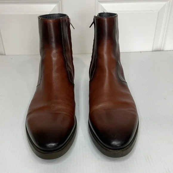 To Boot New York Men’s Sz 11.5 Rosemont Marrone Burnished Leather Boot Brown Zip - Picture 3 of 15